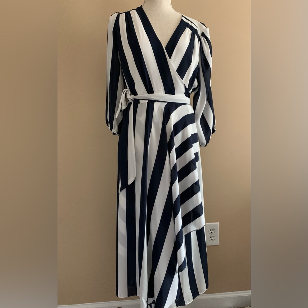 Wrap Navy and White Maxi Dress - Picture 13 of 13